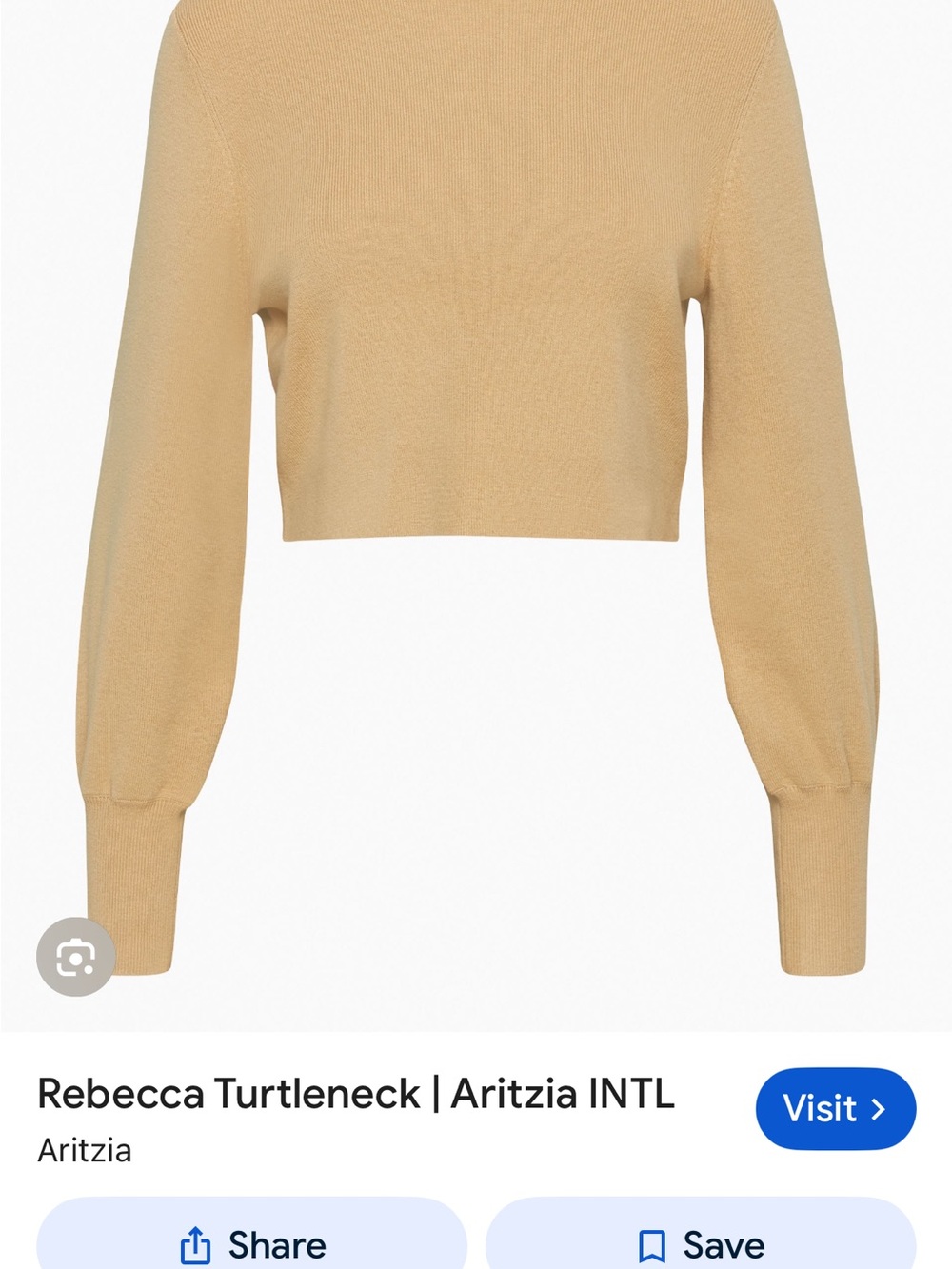 Aritzia Rebecca Cropped Turtleneck Sweater in Camel Beige